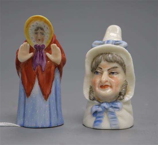 Two Royal Worcester candle extinguishers of old ladies